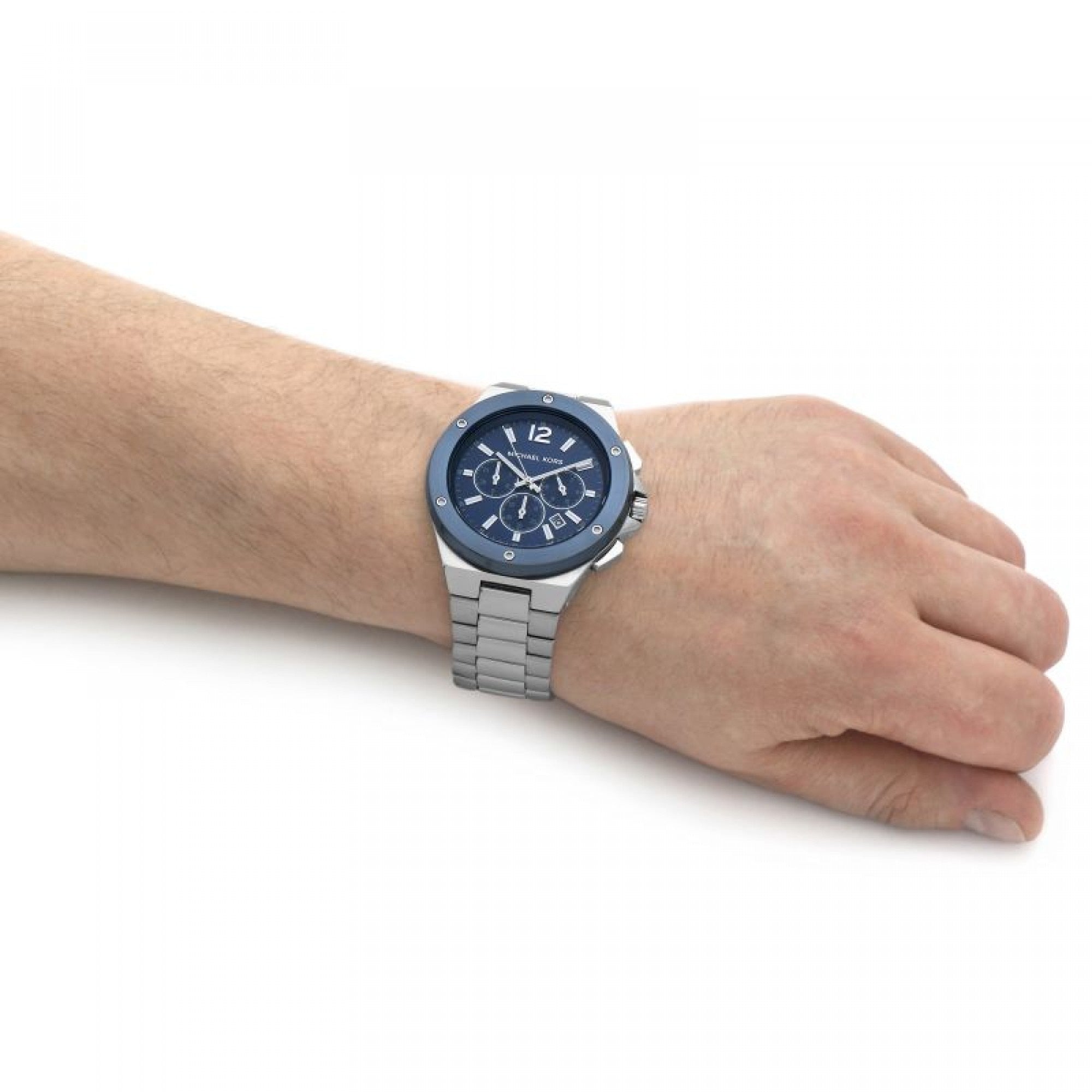 Michael Kors Lennox Chronograph Blue Dial Silver Steel Strap Watch For Men - MK8938