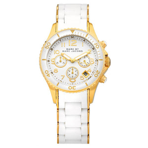 Marc Jacobs Rock Chronograph White Dial White Silicone Strap Watch for Women - MBM2546