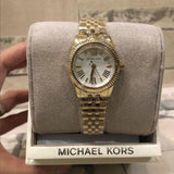 Michael Kors Lexington Quartz Silver Dial Gold Steel Strap Watch For Women - MK3229