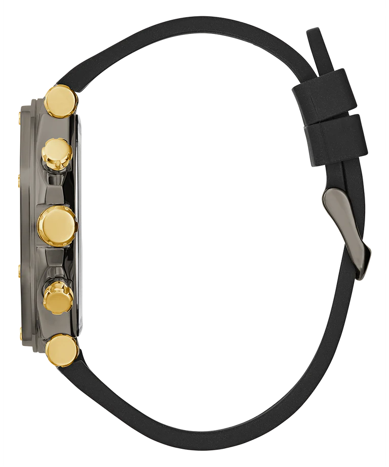 Guess Edge Chronograph Black Dial Black Leather Strap Watch For Men - GW0492G1