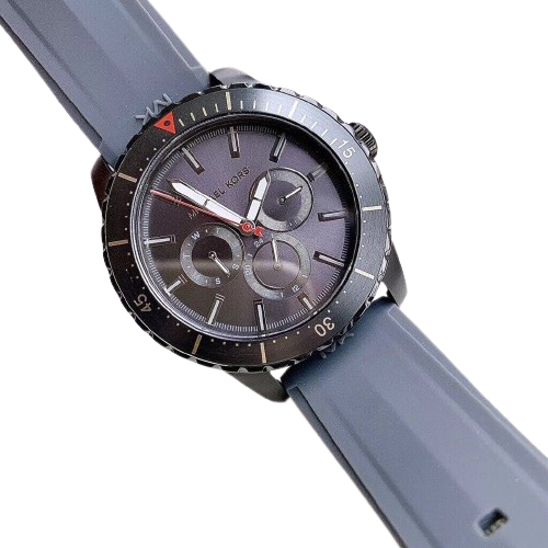 Michael Kors Cunningham Multifunction Grey Dial Grey Rubber Strap Watch For Men - MK7164