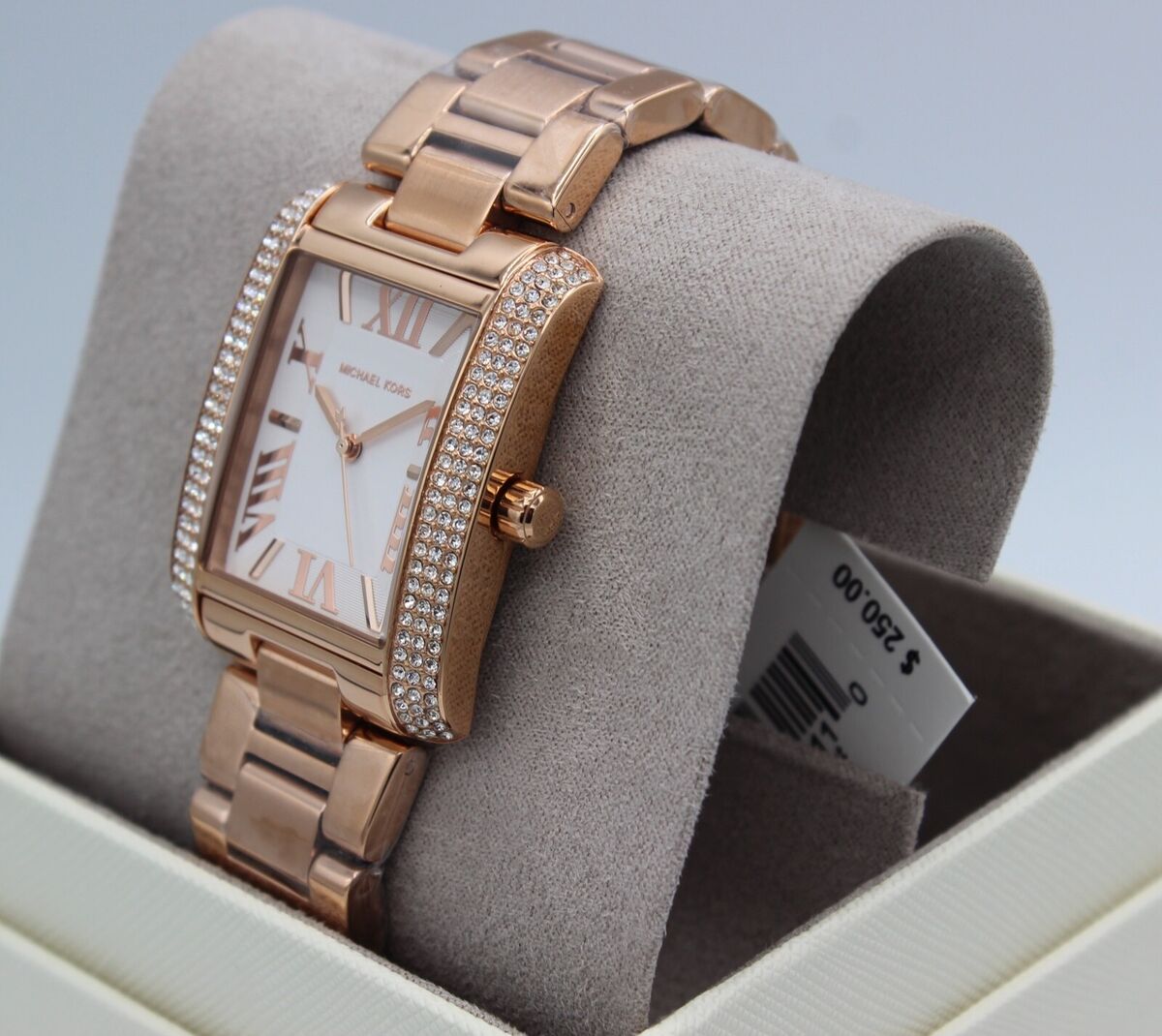 Michael Kors Emery Three-Hand Crystals Silver Dial Rose Gold Steel Strap Watch for Women - MK4644