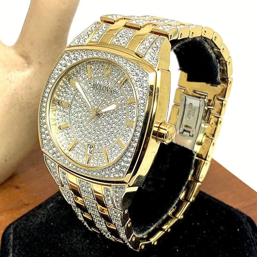 Bulova Phantom Crystal Silver Dial Two Tone Steel Strap Watch for Men - 98B323