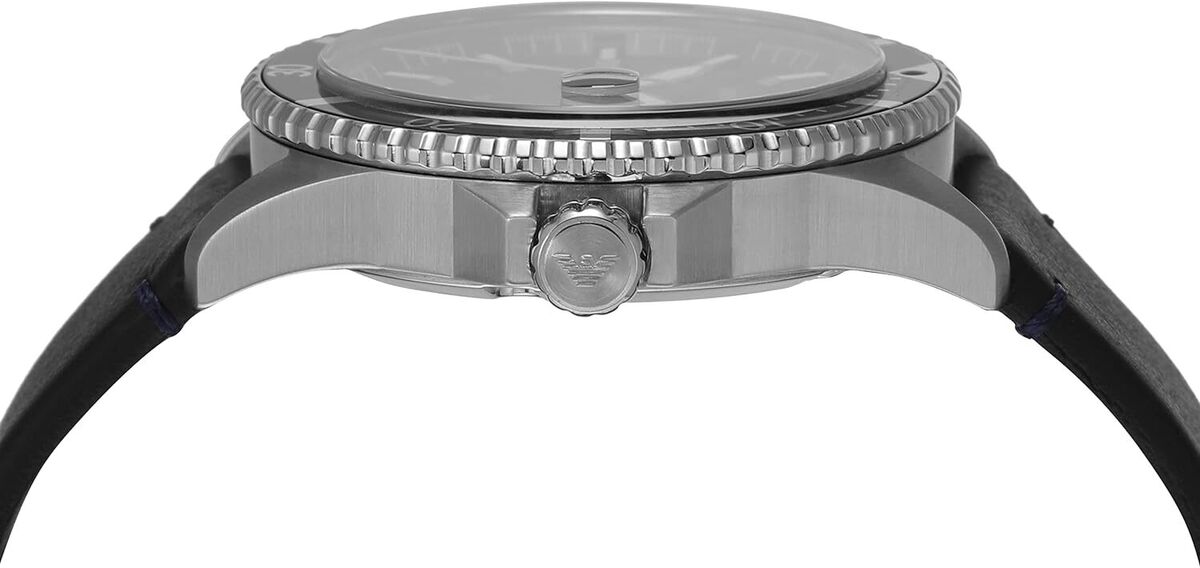 Emporio Armani Diver Three-Hand Quartz Blue Dial Blue Leather Strap Watch For Men - AR11516