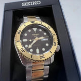 Seiko 5 Sports Automatic Brown Dial Two Tone Steel Strap Watch For Men - SRPK24