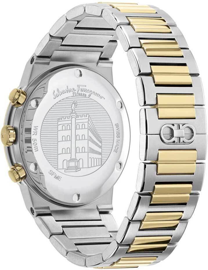 Salvatore Ferragamo Sapphire Chrono Blue Dial Two Tone Steel Strap Watch for Men - SFME00521