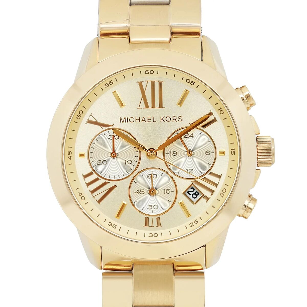 Michael Kors Bradshaw Chronograph Gold Dial Gold Steel Strap Watch For Women - MK5777