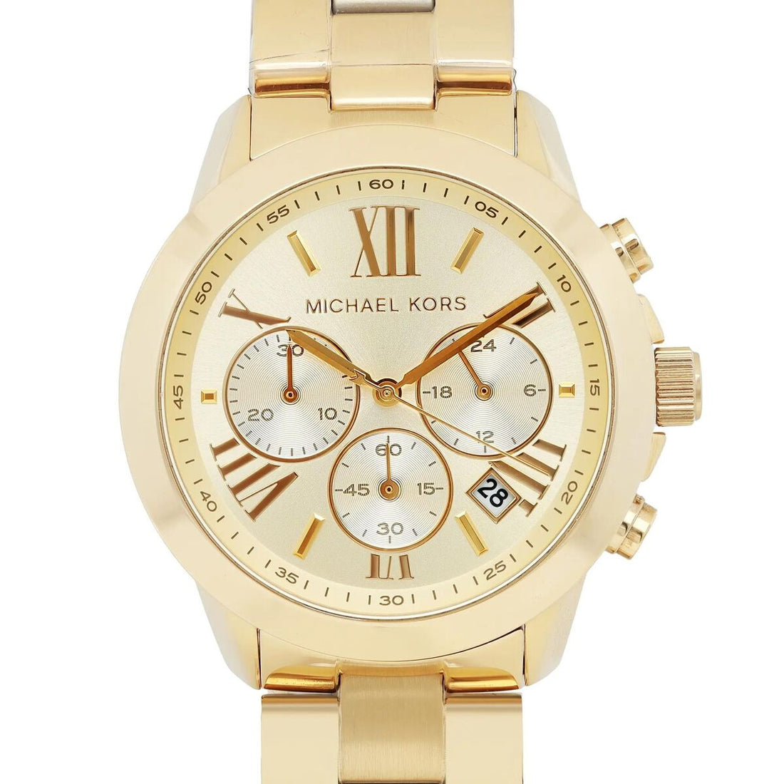 Michael Kors Bradshaw Chronograph Gold Dial Gold Steel Strap Watch For Women - MK5777