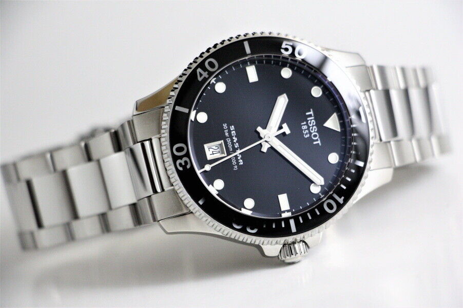 Tissot Seastar 1000 Black Dial Silver Steel Strap Watch For Men - T120.410.11.051.00
