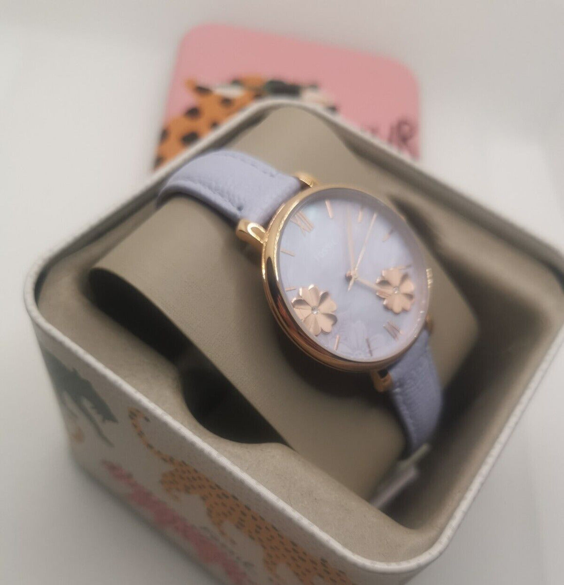 Fossil Jacqueline Purple Dial Purple Leather Strap Watch for Women - ES4814