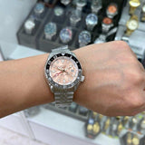 Seiko 5 Sports GMT Thong Sia Limited Edition Brown Dial Silver Steel Strap Watch for Men - SSK043K1