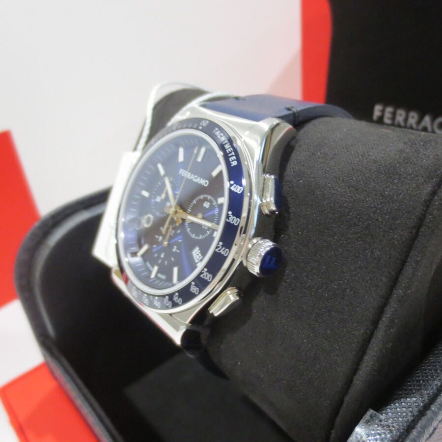 Salvatore Ferragamo 1927 Chrono Analog Blue Dial Blue Leather Strap Watch for Men - SFKZ00223