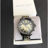 Michael Kors Wren Chronograph Black Dial Two Tone Steel Strap Watch for Women - MK6978