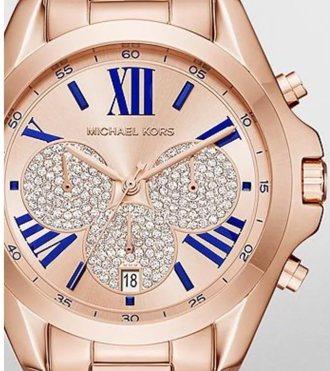 Michael Kors Bradshaw Chronograph Rose Gold Dial Rose Gold Steel Strap Watch For Women - MK6321