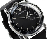 Emporio Armani Aviator Quartz Black Dial Black Leather Strap Watch For Men - AR11336