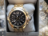 Guess Surge Chronograph Black Dial Gold Steel Strap Watch for Men - W1258G2
