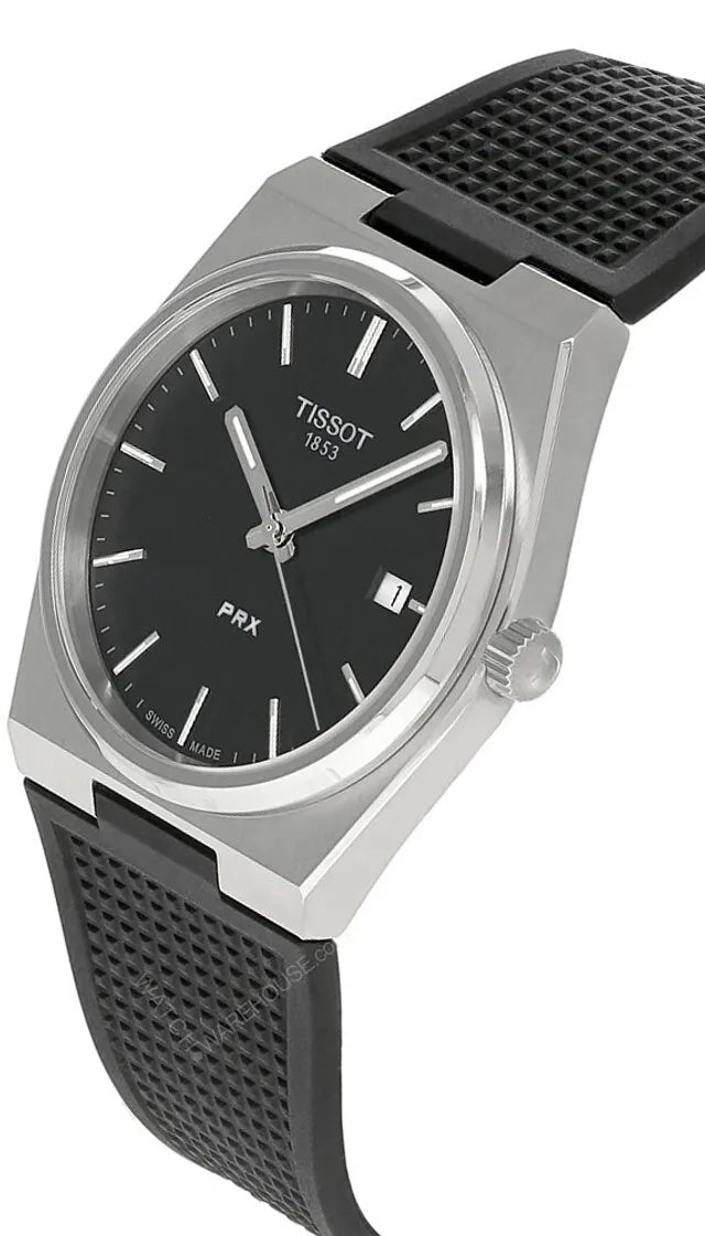 Tissot PRX Black Dial Black Rubber Strap Watch For Men - T137.410.17.051.00