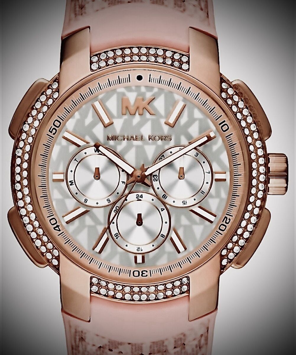 Michael Kors Sidney Multifunction White Dial Pink Silicone Strap Watch For Women - MK7222