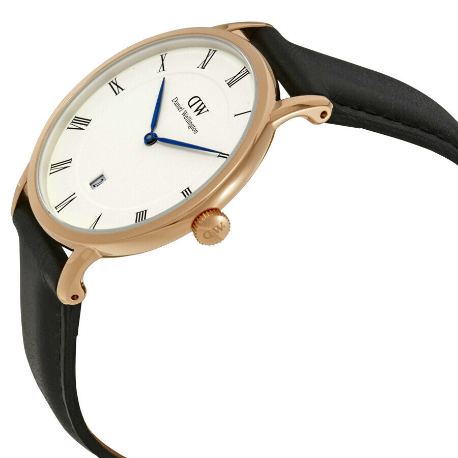 Daniel Wellington Classic Sheffield White Dial Black Leather Strap Watch For Men - DW00100084