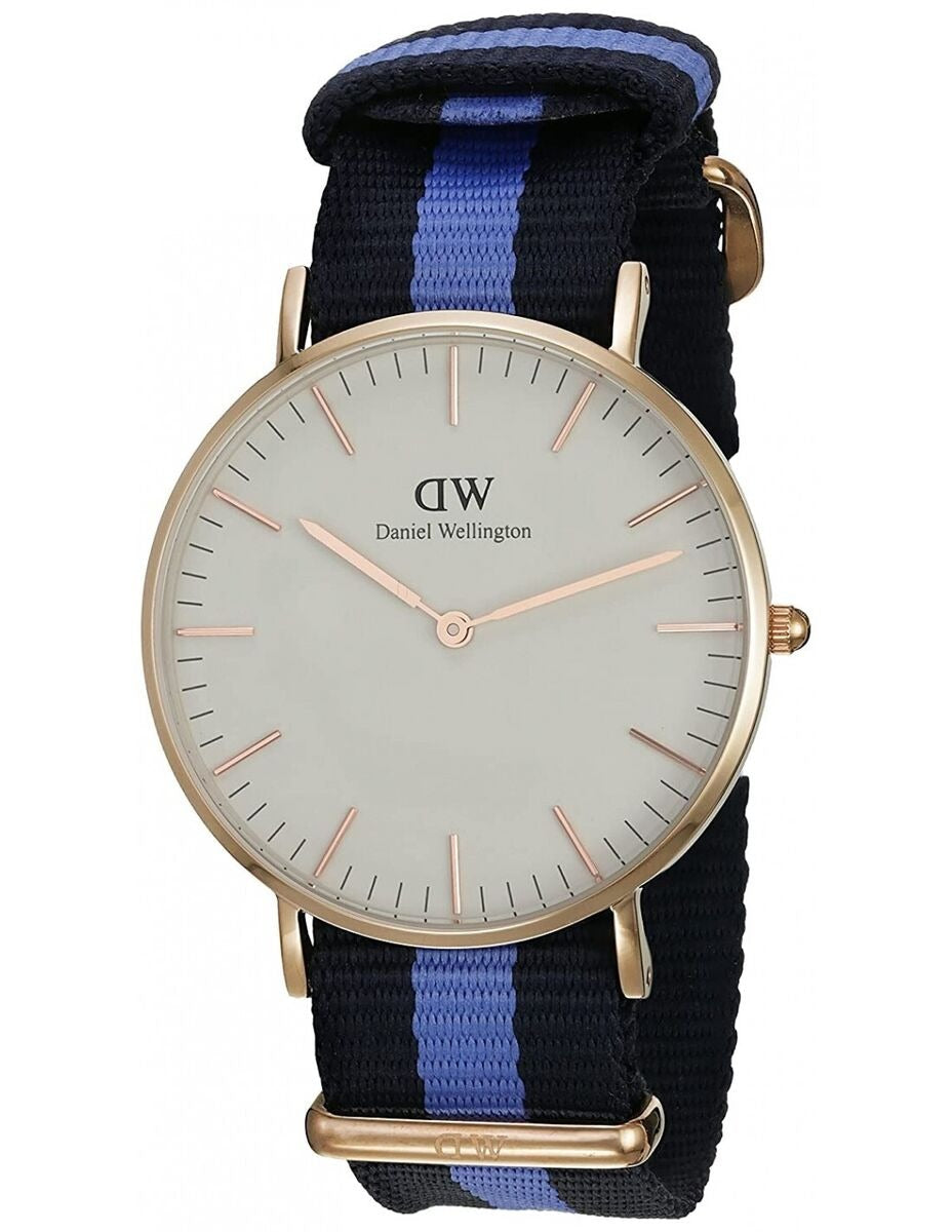 Daniel Wellington Classic Swansea White Dial Two Tone Nylon Strap Watch For Women - 0504DW
