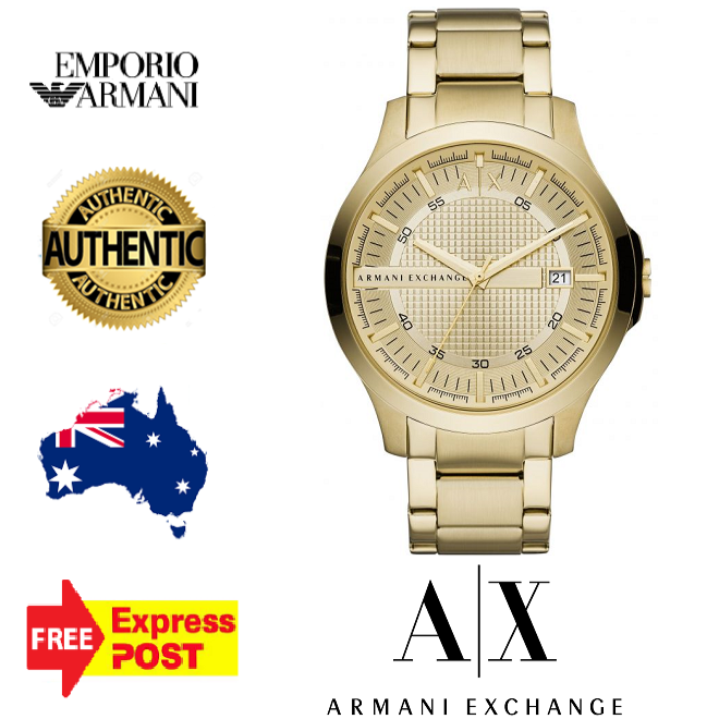 Armani Exchange Hampton Chronograph Gold Dial Gold Steel Strap Watch For Men - AX2415