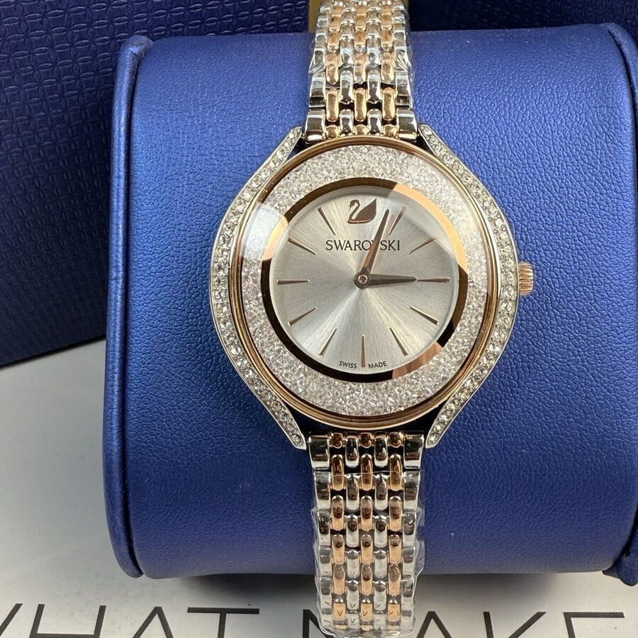 Swarovski Crystalline Aura White Dial Two Tone Mesh Strap Watch for Women - 5644075