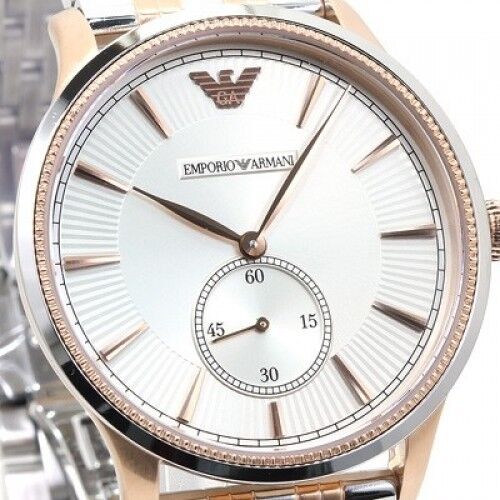 Emporio Armani Classic Silver Dial Two Tone Steel Strap Watch For Men - AR1839