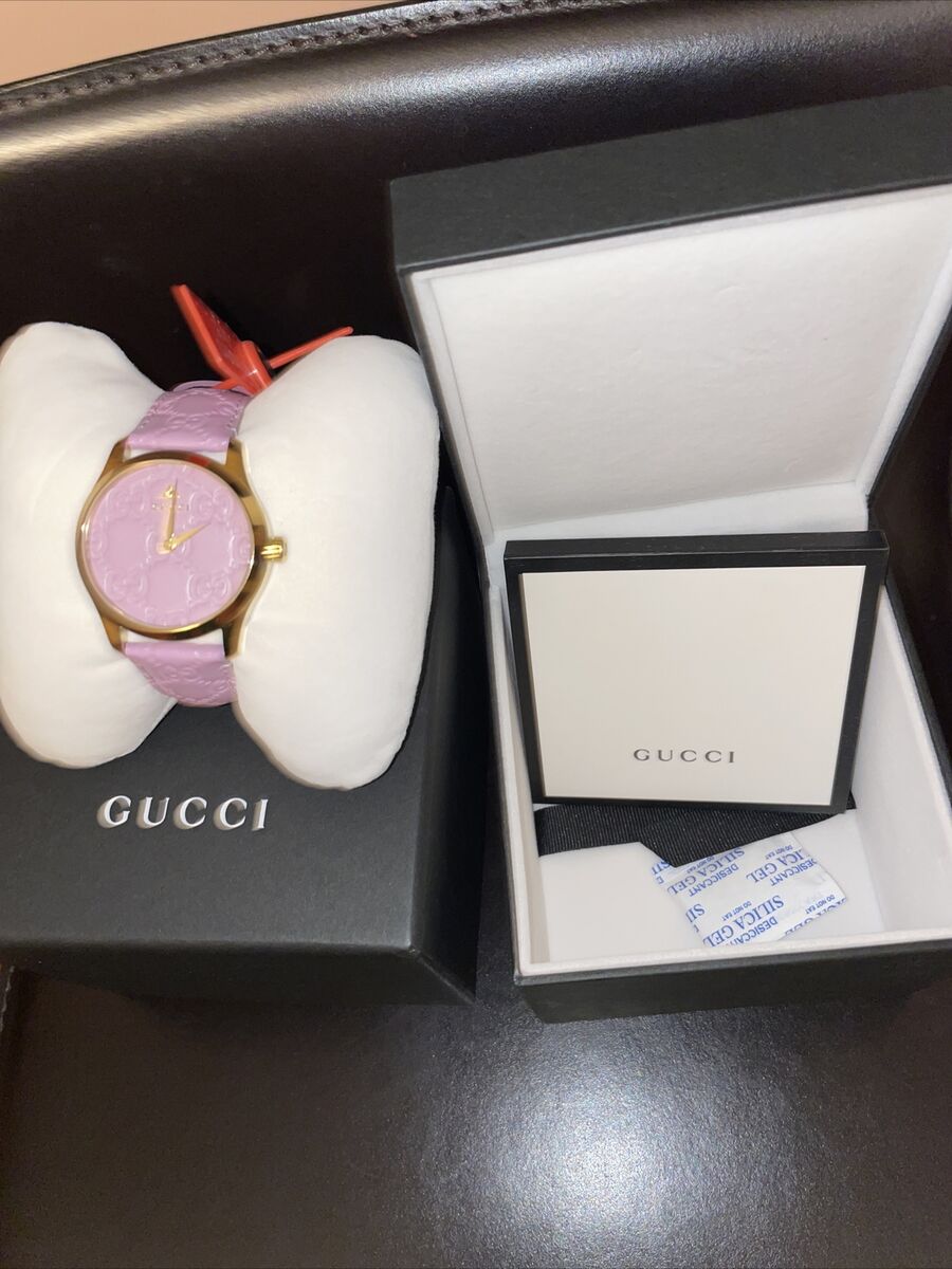 Gucci G Timeless Quartz Lilac Dial Lilac Leather Strap Watch For Women - YA1264098