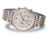 Emporio Armani Zeta Chronograph Quartz White Dial Two Tone Steel Strap Watch For Men - AR1998