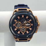 Guess Matrix Multifunction Blue Dial Blue Rubber Strap Watch for Men - GW0423G4