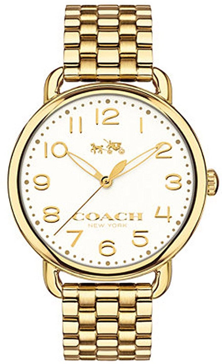 Coach Delancey Classic White Dial Gold Steel Strap Watch for Women - 14502261