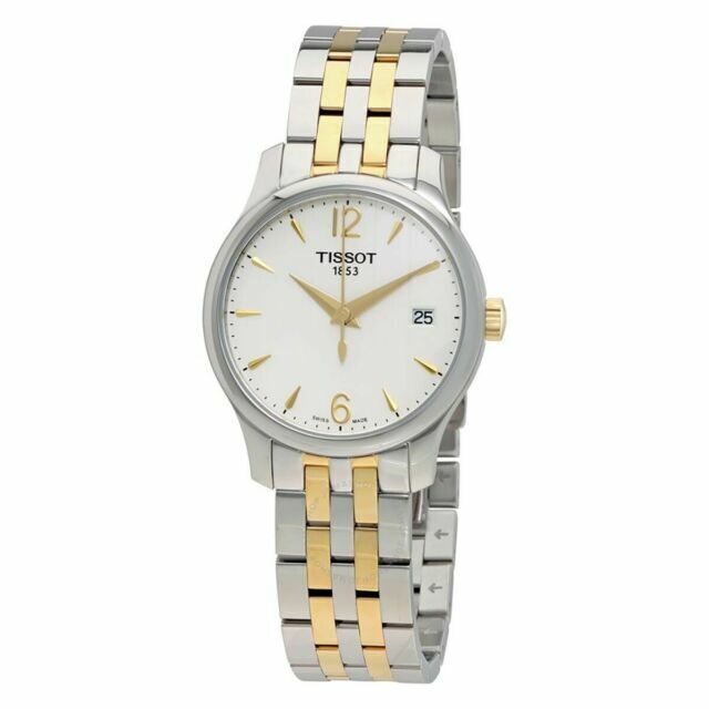 Tissot T Classic Tradition White Dial Two Tone Mesh Bracelet Watch for Women - T063.210.22.037.00