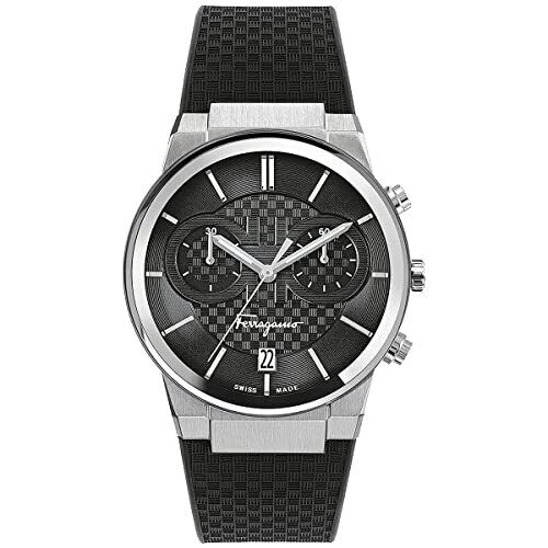 Salvatore Ferragamo Sapphire Chrono Black Dial Black Silicone Strap Watch for Men - SFME00121
