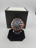 Gucci G Chrono Black Dial Brown Leather Strap Watch For Men - YA101202