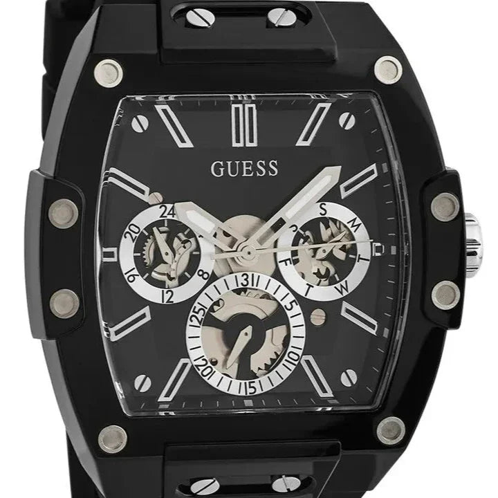 Guess Phoenix Multifunction Black Dial Black Rubber Strap Watch for Men - GW0203G3