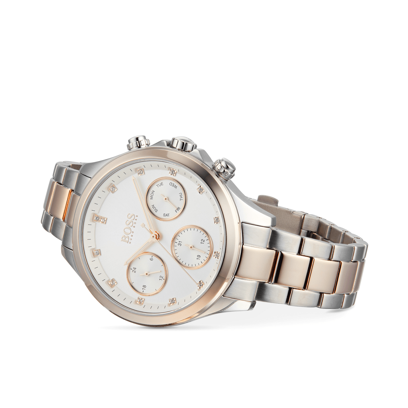 Hugo Boss Hera White Dial Two Tone Steel Strap Watch for Women - 1502564