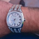 Bulova Phantom Swarovski Crystal Pave Silver Dial Silver Steel Strap Watch for Men - 98B296