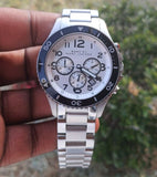 Marc Jacobs Rock Chronograph White Dial Silver Steel Strap Watch for Men - MBM5027