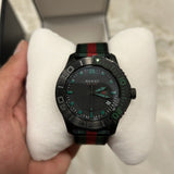 Gucci G Timeless Sport Black Dial Two Tone NATO Strap Watch For Men - YA126229