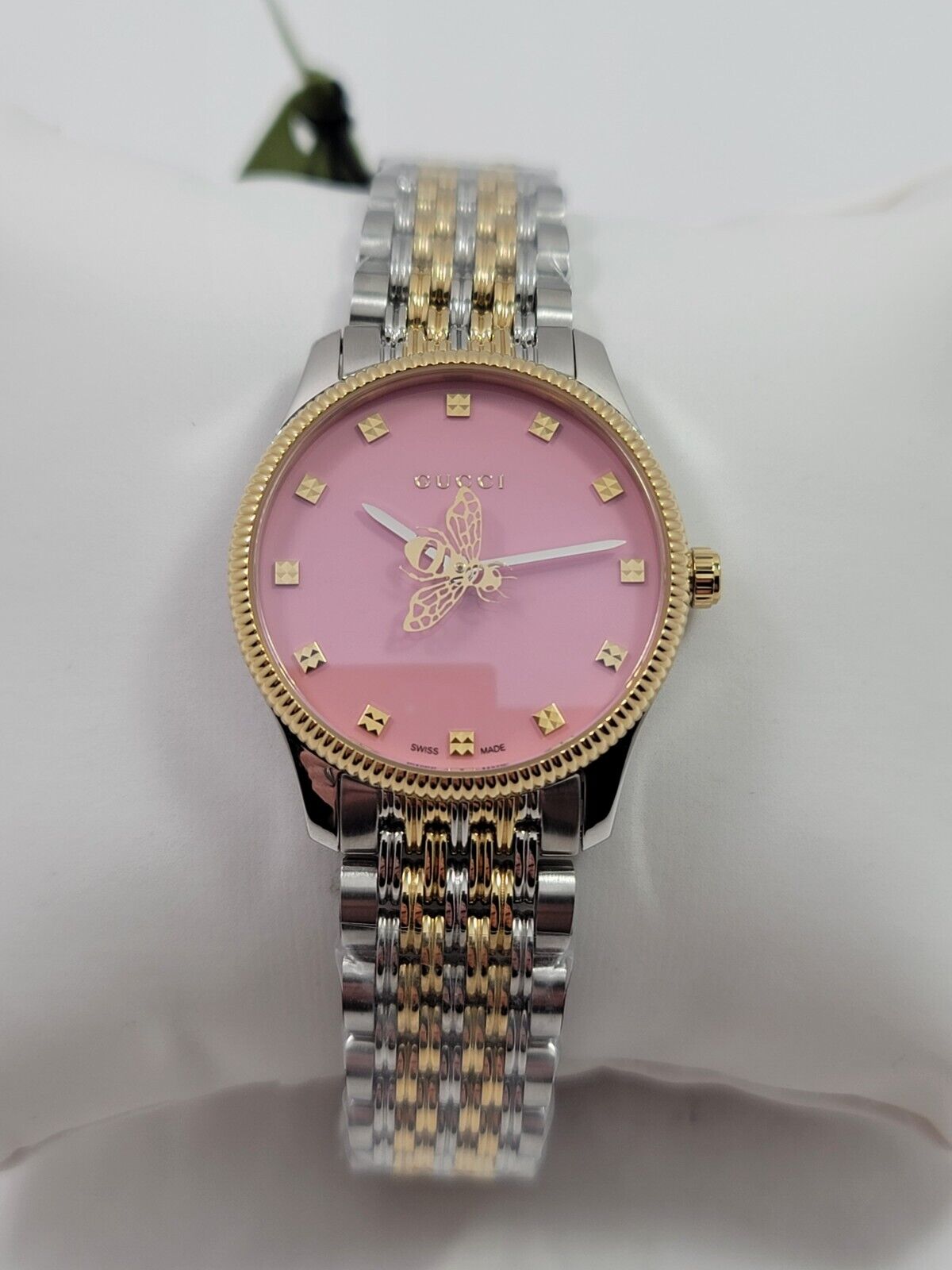 Gucci G Timeless Quartz Pink Dial Two Tone Steel Strap Watch For Women - YA1265030
