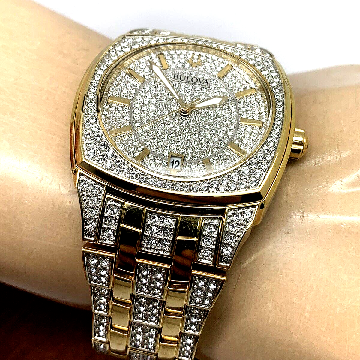 Bulova Phantom Crystal Silver Dial Two Tone Steel Strap Watch for Men - 98B323