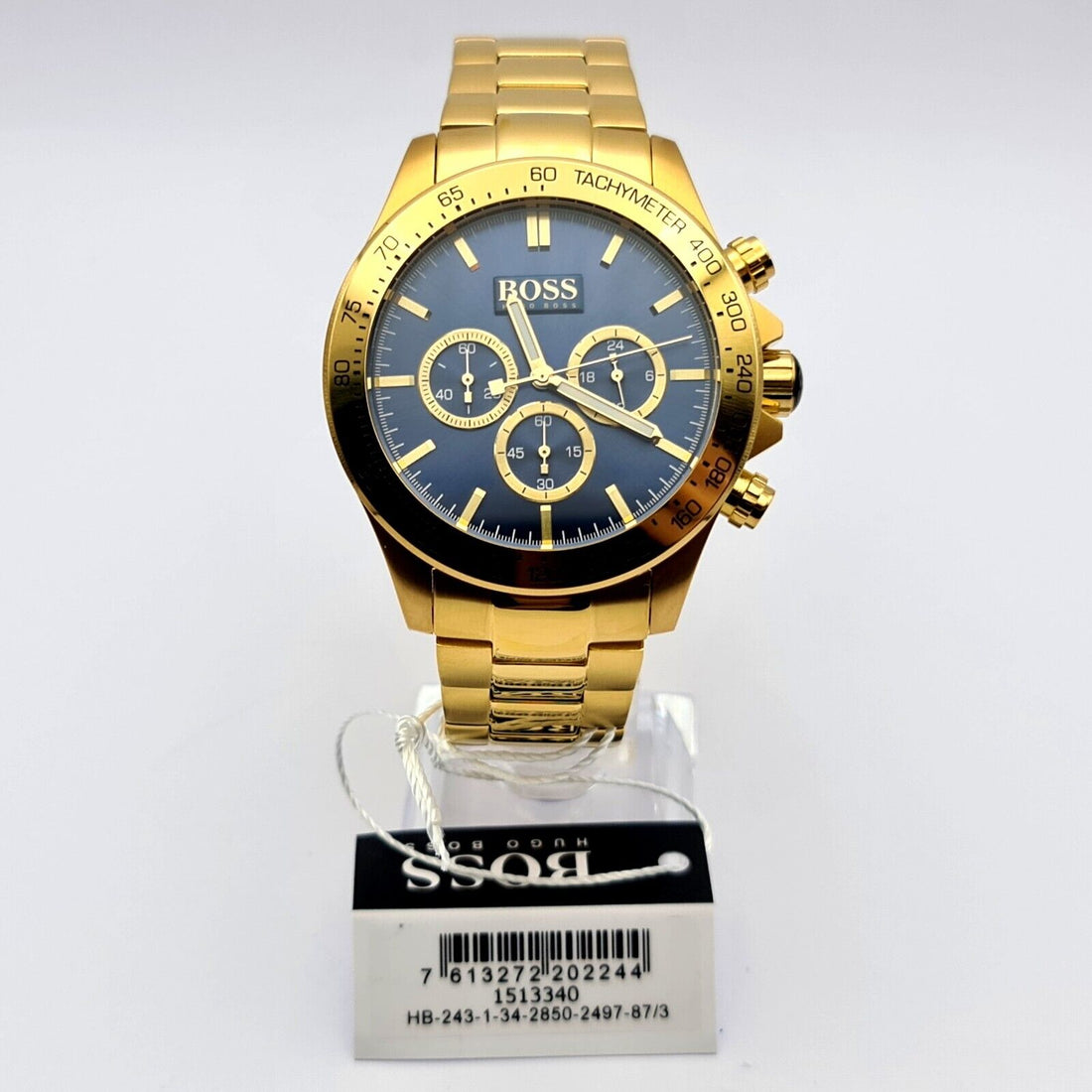 Hugo Boss Ikon Blue Dial Gold Steel Strap Watch for Men - 1513340