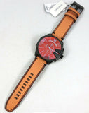 Diesel Mega Chief Chronograph Black Dial Brown Leather Strap Watch For Men - DZ4476