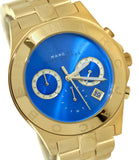 Marc Jacobs Blade Chronograph Blue Dial Gold Steel Strap Watch for Women - MBM3307