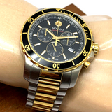 Movado Series 800 Chronograph Black Dial Two Tone Steel Strap Watch For Men - 2600146