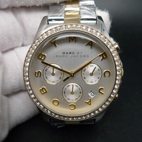 Marc Jacobs Henry Chronograph Silver Dial Two Tone Steel Strap Watch for Women - MBM3197
