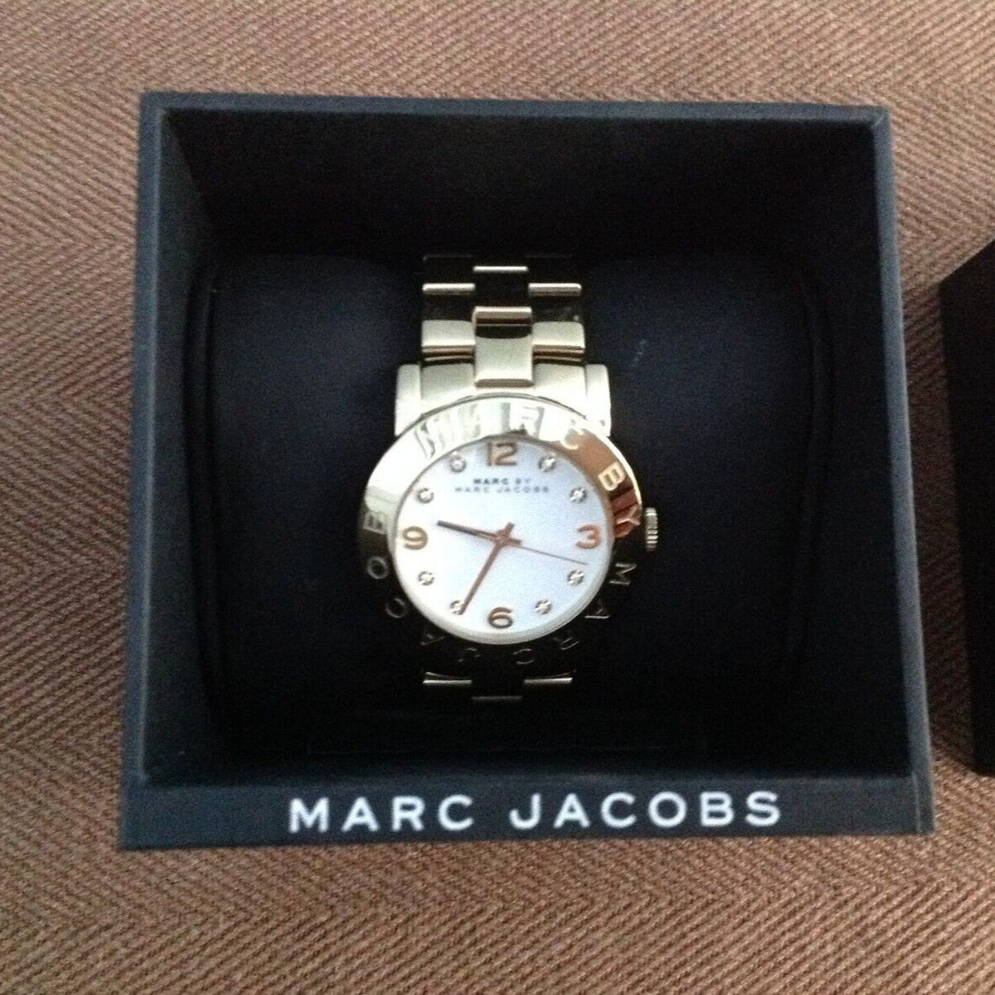 Marc Jacobs Amy White Dial Gold Steel Strap Watch for Women - MBM3056