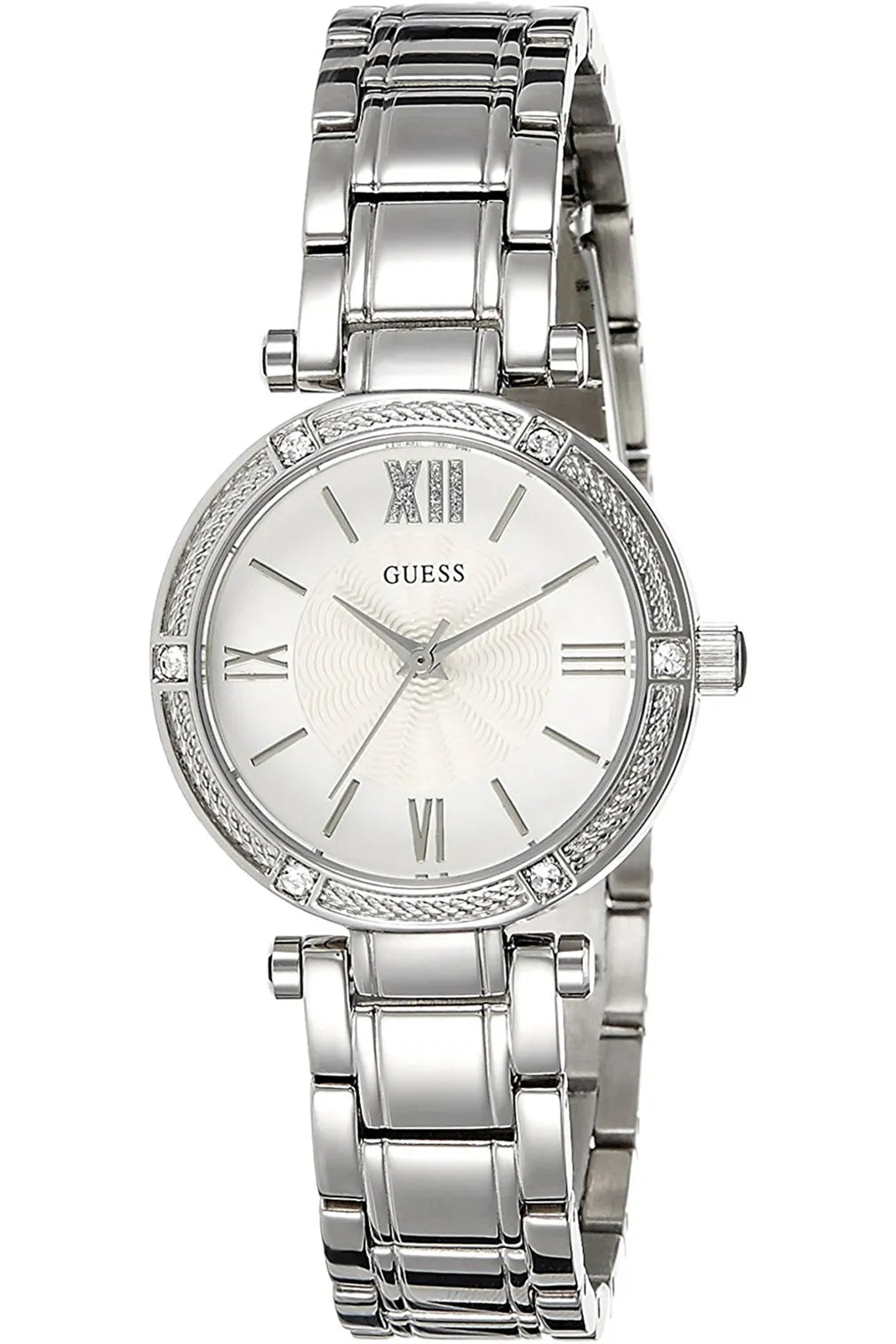 Guess Park Ave White Dial Silver Steel Strap Watch for Women - W0767L1