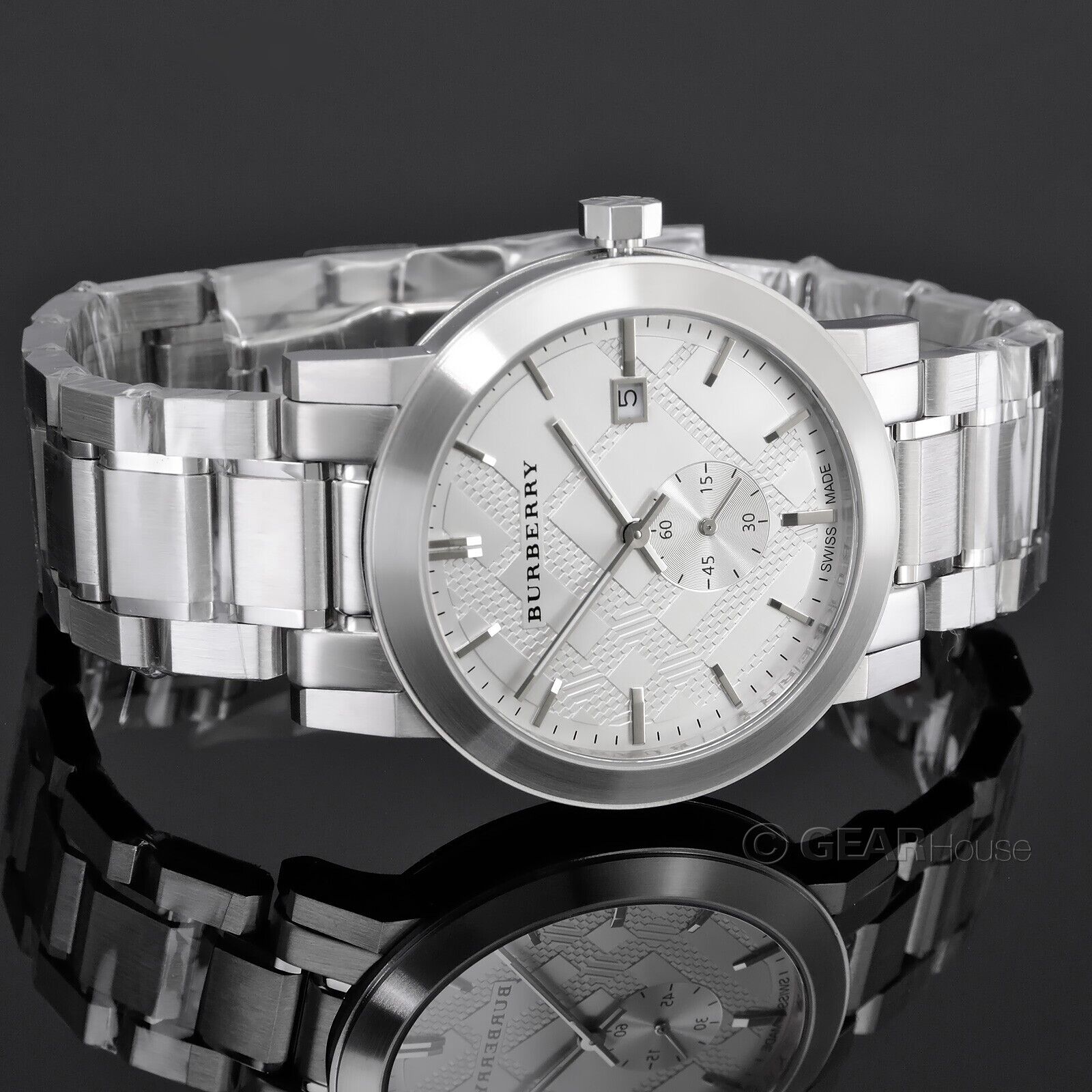 Burberry The City Silver Dial Silver Steel Strap Watch for Men - BU9900