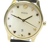 Gucci G-Timeless Mother of Pearl Dial Black Leather Strap Watch For Women - YA126589
